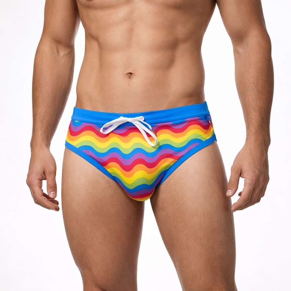 Andrew Christian M (31-33) Pride Wave Bikini Rainbow Swim Briefs Multi 70168